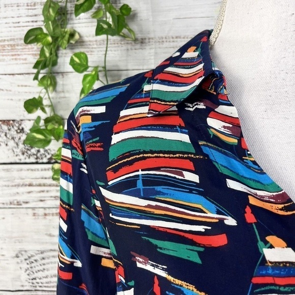 Soft Surroundings Blouse Shirt size Medium Sail Away Sailor Sail Boats Nautical - Picture 7 of 16